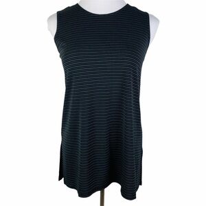 New York & Co.‎ Pinstriped Side Slit Blouse Women's XS Black Gray Sleeveless